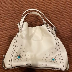 Luxury Coach special edition bag. White with beautiful silver/turquoise hardware